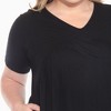 Plus Size Short Sleeve Shirred Front Knit Tunic Top with Pockets -White Mark - 4 of 4