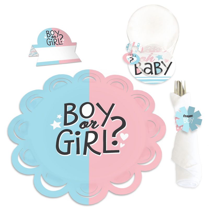 Big Dot of Happiness Baby Gender Reveal - Team Boy or Girl Party Paper Charger and Table Decorations - Chargerific Kit - Place Setting for 8, 1 of 9