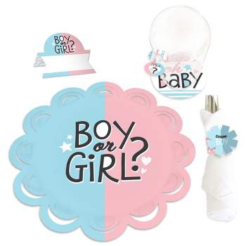 Big Dot of Happiness Baby Gender Reveal - Team Boy or Girl Party Paper Charger and Table Decorations - Chargerific Kit - Place Setting for 8