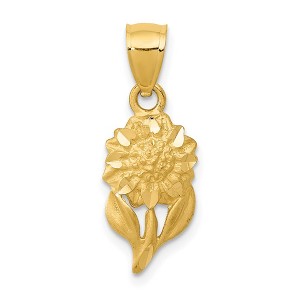 Black Bow Jewelry 14k Yellow Gold Small Satin & Diamond Cut Sunflower Pendant, 8mm - 1 of 4