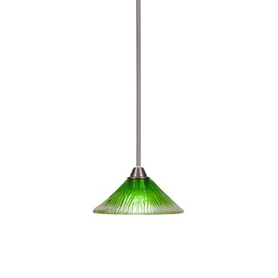 Toltec Lighting Paramount 1 - Light Pendant in  Brushed Nickel with 10" Kiwi Green Crystal Shade