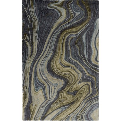 Amira Transitional Abstract Blue/Ivory/Green Area Rug