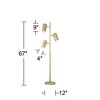 Possini Euro Design Canasta Trac Modern Tree Floor Lamp 67" Tall Satin Brass 3-Light Adjustable Metal Shade for Living Room Reading Bedroom Office - 4 of 4