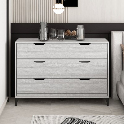 Galano Lilay 6 Drawer Dresser (Interlock) - Dusty Grey Oak