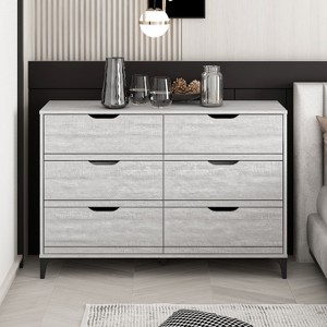 Galano Lilay 6 Drawer Dresser (Interlock) - Dusty Grey Oak - 1 of 4