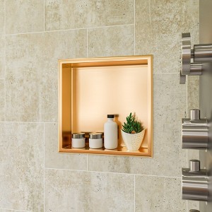 ALFI ABNP1616-BG 16Inch x 16Inch Brushed Gold PVD Steel Square Single Shelf Shower Niche - 1 of 4