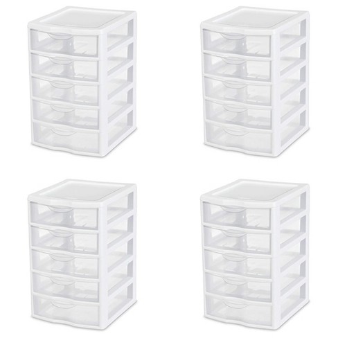 Sterilite Clearview Small Clear Plastic Stackable 5 Drawer Storage