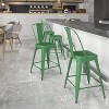 Emma and Oliver Commercial Grade 24"H Colorful Metal Indoor-Outdoor Counter Stool with Back - 2 of 4