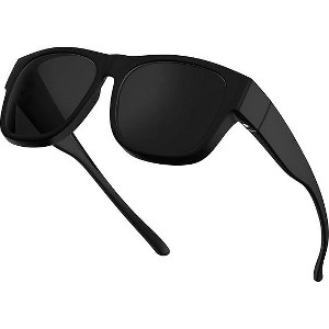 grinderPUNCH Polarized Sunglasses Fit Over Glasses, Wrap Around Sunglasses for Men and Women to Fit Over Glasses UV Protection Lightweight (Black) - 1 of 3