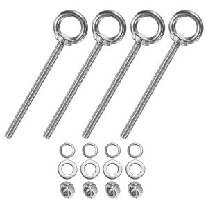 Unique Bargains Stainless Steel Durable Rust-Resistant Eyebolts with Nuts Washers Male Screw for Fastening 10 Pcs - 1 of 4