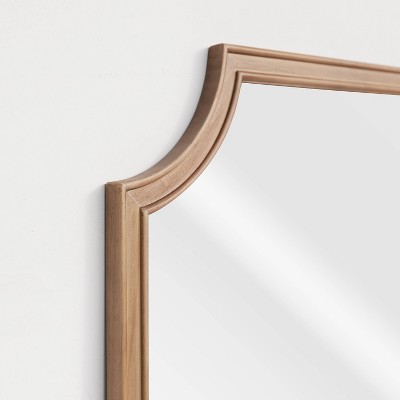 Natural Wood Scalloped Rectangular Wall Mirror