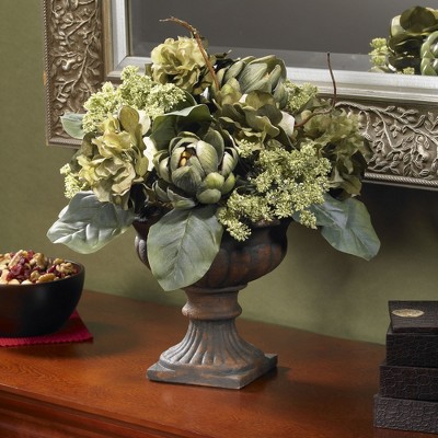 Rustic Green and Brown Silk Artichoke Centerpiece Arrangement
