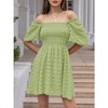EXLURA Women's Summer Casual Square Neck Dresses Ruffle Short Sleeve Swiss Dot Flowy Mini Dress - 3 of 4
