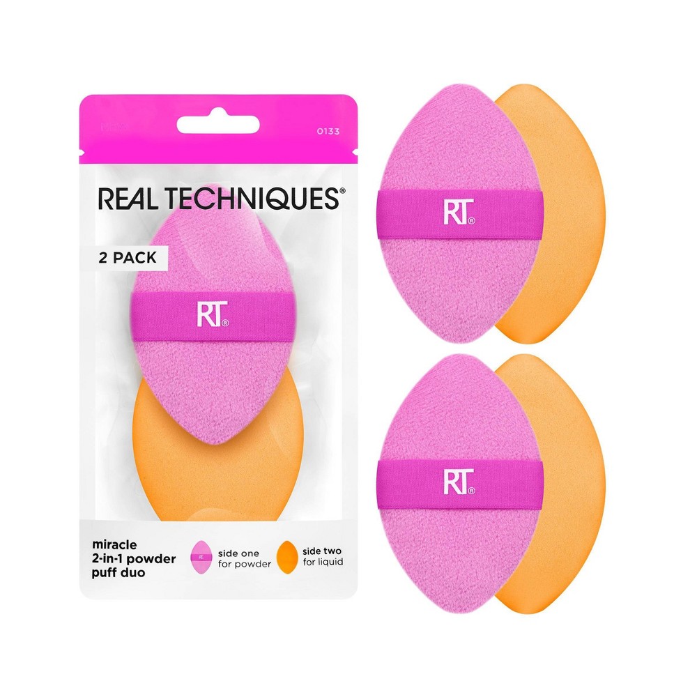 Photos - Makeup Brush / Sponge Real Techniques Miracle 2-in-1 Makeup Powder Puff Duo 