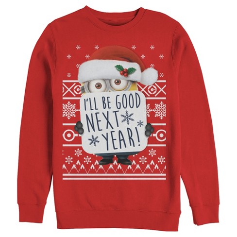 Men's Despicable Me Christmas Good Minion Sweatshirt - Red - Large : Target