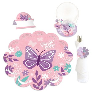 Big Dot of Happiness Beautiful Butterfly Floral Baby Shower or Birthday Party Paper Charger and Table Decorations Chargerific Kit Place Setting for 8 - 1 of 4