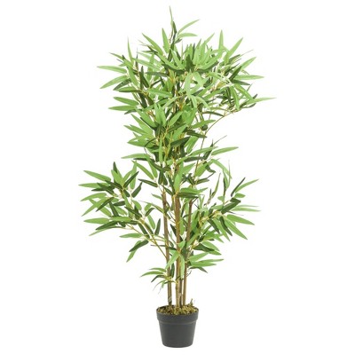 Aghana Digitals 47.2in Green Artificial Bamboo Tree - Realistic Fabric Fiber Leaves, Indoor/Outdoor
