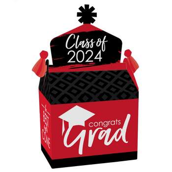Big Dot of Happiness Red Grad - Best is Yet to Come - Treat Box Party Favors - 2024 Red Graduation Party Goodie Gable Boxes - Set of 12