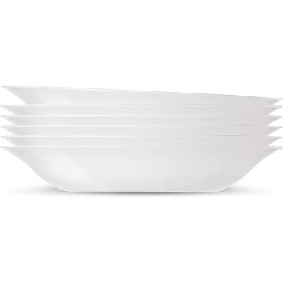 Bormioli Rocco bormioli rocco set of 6 white moon 10.6 inch dinner plate  tempered opal glass dishes, dishwasher & microwave safe, made in sp