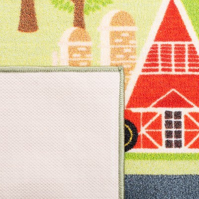 Kids Playhouse Light Green and Dark Gray Square Area Rug