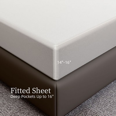 Skyzone Queen 4-Piece White Bed Sheets Set - 90GSM Brushed Microfiber, 14" Deep Pocket, Fade & White 90" x 102" — фото 5