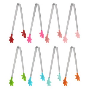Unique Bargains Stainless Steel with Silicone Tips Cooking Food Tongs 8 Pcs - 1 of 4