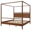 Merax Modern Rustic Solid Wood Canopy Bed Frame with Built-in Headboard - 3 of 4