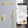 Wall-Mounted Shower System Combo Set with 10" Rainfall Shower Head, Handheld Shower, and Brass Valve Rough-In - 2 of 4
