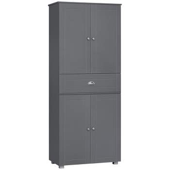 HOMCOM 72" Freestanding Kitchen Pantry Cabinet with 2 Large Double Door Cabinets  and 1 Center Drawer, gray