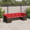 vidaXL 7 Piece Patio Sofa Set with Cushions - Brown and Red - 2 of 4