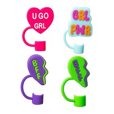 CharCharms 4pk Straw Toppers Pink