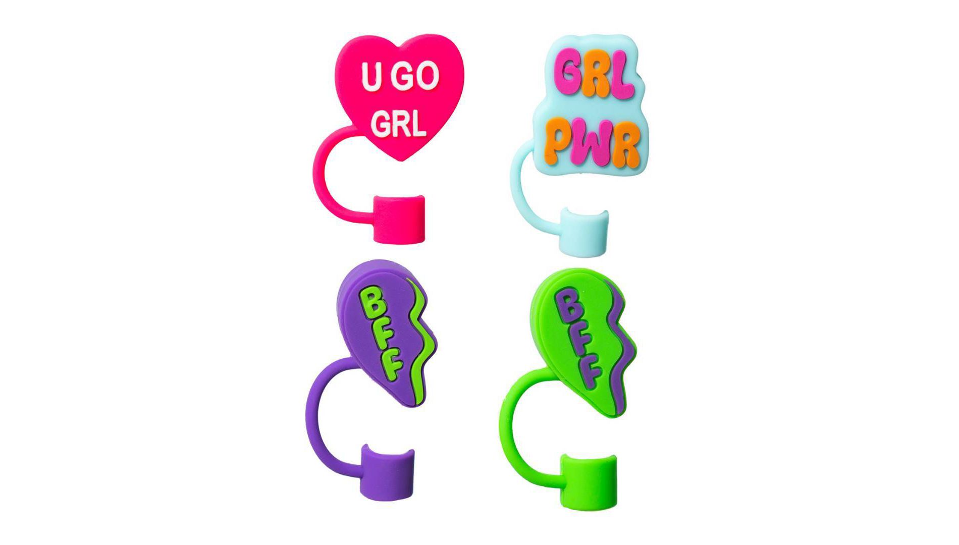 CharCharms 4pk Straw Toppers Pink