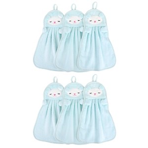 REGALWOVEN Bathroom Kitchen Cute Animal Children Hand Towels with Hanging Loop 6 Pcs - 1 of 4