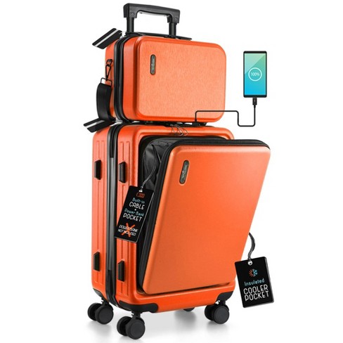 American Tourister NXT Checkered Hardside Carry On Spinner Suitcase - Orange