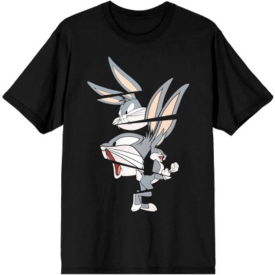 Looney Tunes Classic Cartoon Character Bugs Bunny Split Mens Black Graphic  Tee - XL