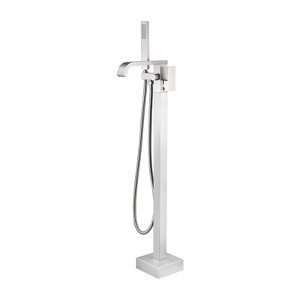 Cobbe Freestanding Floor Standing Tub Faucet Single Handle Tub Filler with Tub Spout and Hand Shower Brushed Nickel - 1 of 4