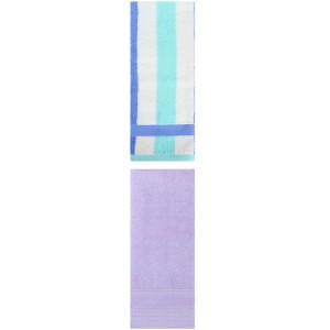 REGALWOVEN Striped Decorative Hand Towels for Bathroom Kitchen Gym 14" x 30"/13" x 29" 2 Pcs - 1 of 4