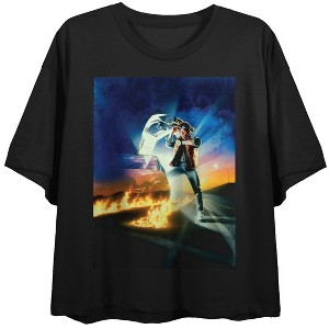 Back to the Future Clock Times Women’s Black Crop Tee- - 1 of 4