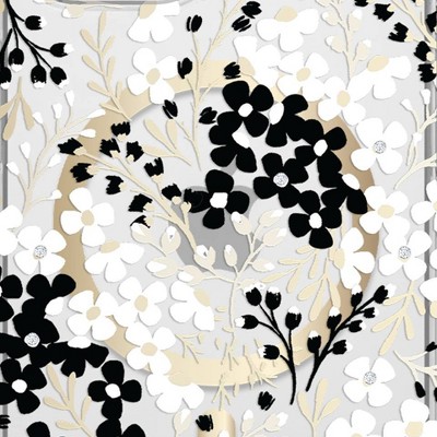 Black & White Floral with Gems