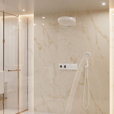 Matte Black Thermostatic Rainfall Shower System with Handheld