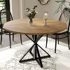 4-Person 47-Inch Round Dining Table – Wooden Dining Room Table with Metal Pedestal, 4-Split Tabletop Design for Easy Storage & Space Saving. - 3 of 4