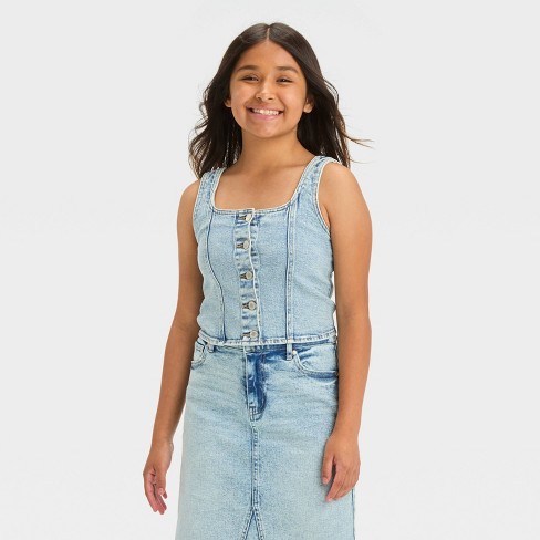 Girls Denim Corset Tank Top Art Class Target