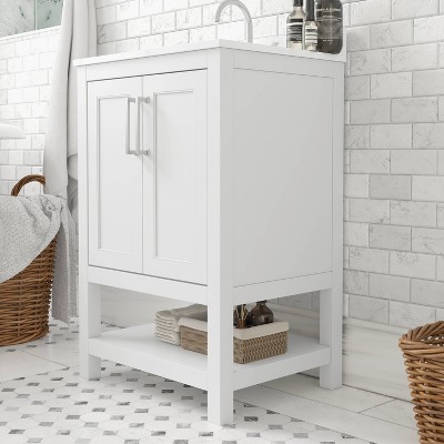 Vivien 24" White Composite Freestanding Bathroom Vanity with Ceramic Sink