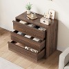 Walnut 3-Drawer Bedroom Dresser – Spacious Storage Chest, Compact Modern Bedside Table for Living Room, Nursery and Entryway - 3 of 4