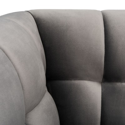 Contemporary Gray Velvet Wood Accent Chair with Tufted Design