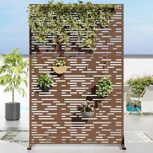 46.8in.W x 71.37in.H Brown Galvanized sheet Outdoor Private Screen Decorative Art Panel - 1 of 4