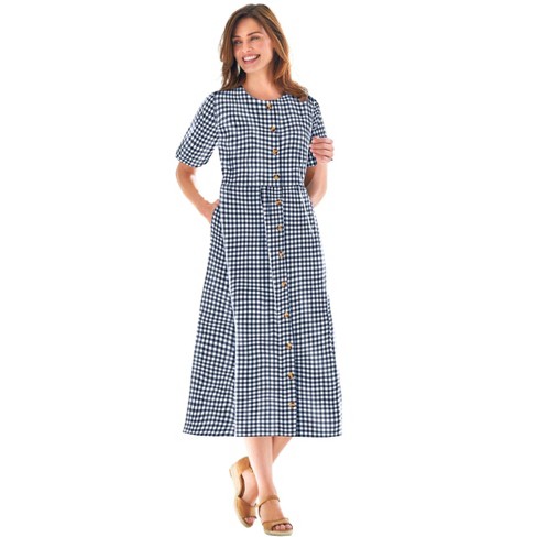 Woman Within Women's Plus Size Short-Sleeve Seersucker Dress - image 1 of 4