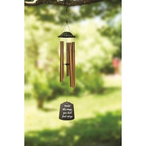 Manual Woodworkers and Weavers You Shall Find Refuge Wind Chime, 30 Inches Tall, Inspirational Bronze-Tone Chime with Comforting Scripture Message - 1 of 3