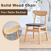 CAVINAS Rubberwood Dining Chair, Upholstered Side Chair with Rattan-Style Design, Small Curved Back, PU Cushion - 2 of 4