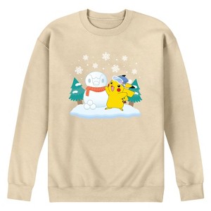 Men's - Pokémon - Pikachu and Piplup Snowman Graphic Fleece Sweatshirt - 1 of 3